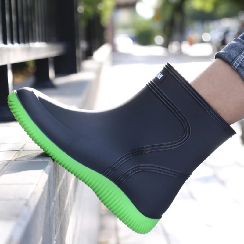 MenLongBarrelRainBootsWaterproofAnkleBootsPlatformRainShoes