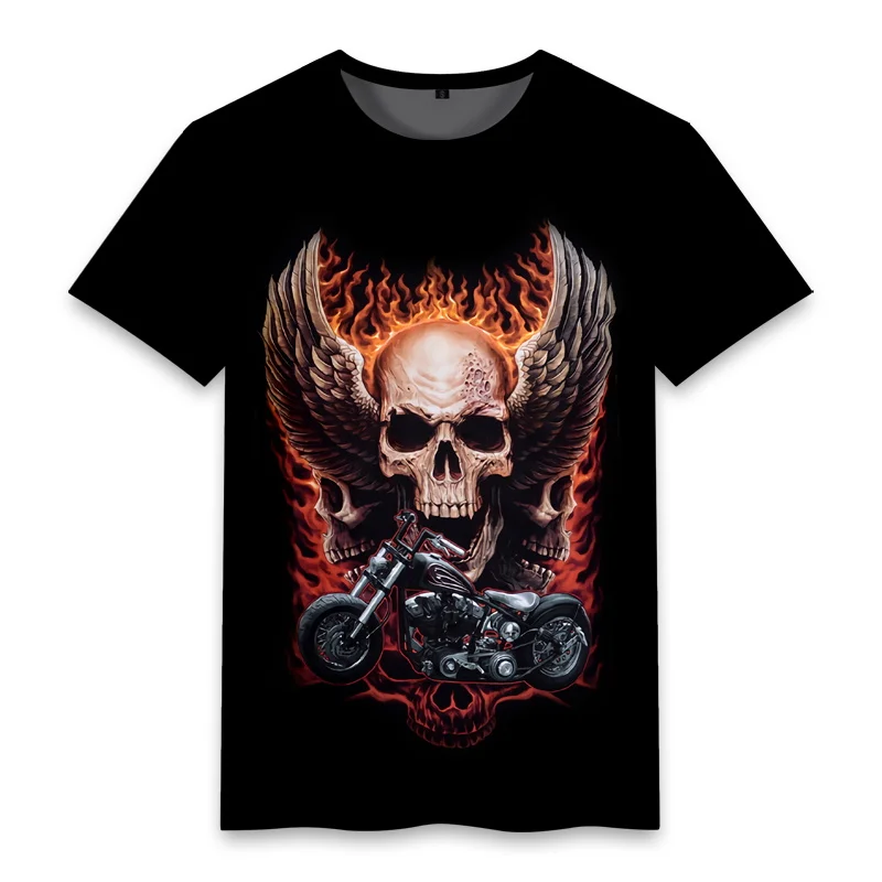 European and American Motorcycle Heavy Short Sleeve T-shirt Male Rock American Retro Cotton Harley Motorcycle May Khaki Print 4