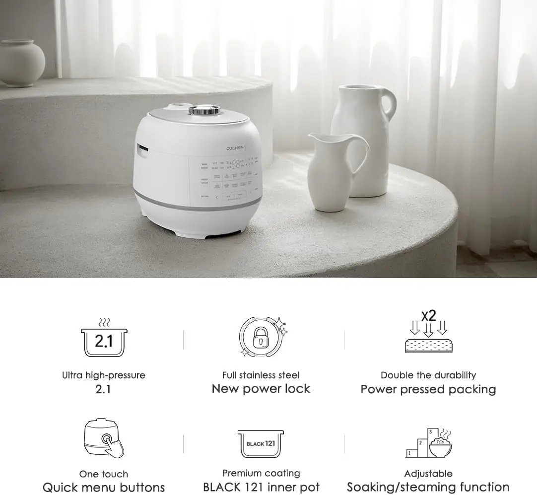 2.1 Ultra High-Pressure Induction Heating Rice Cooker 10 Cup (Uncooked) Full Stainless Power Lock System Auto Steam Clean 3