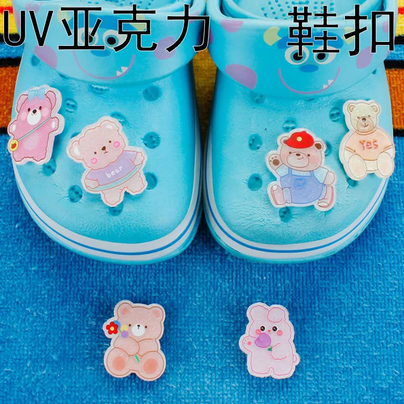 

1pcs Single Sale Cartoon Bear Rabbit Acrylic Shoe Charm Accessories Wholesale DIY Funny Croc Shoes Buckle Clogs Kids X-mas Gifts