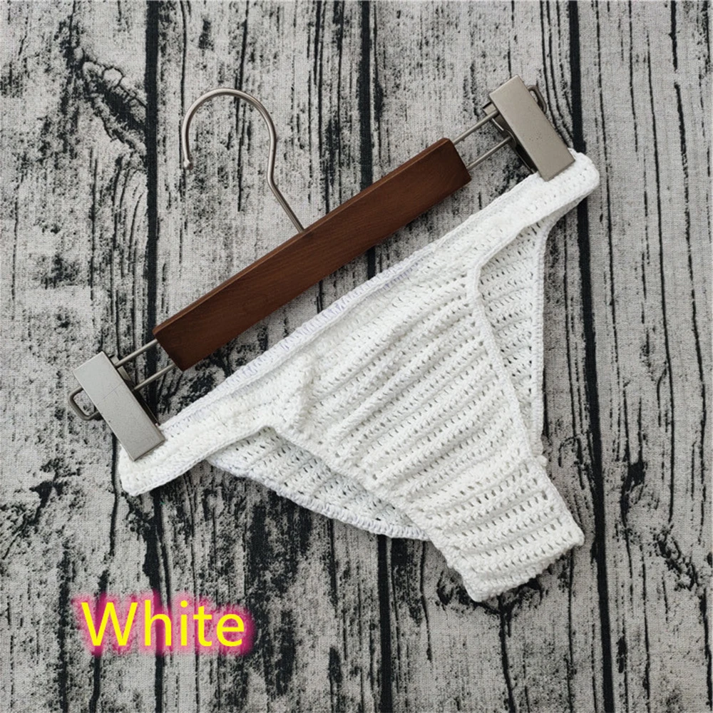 Winter Men Women Hand Crochet Gstring Breathable Underwear Unisex Sheer Panties Briefs Gay Lingerie Sunbathing Bikini Free Size