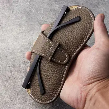 Estojo de óculos feminino couro macio saco de óculos moda portátil caixa de óculos de sol saco acessórios sólido protetor caso bolsa 1