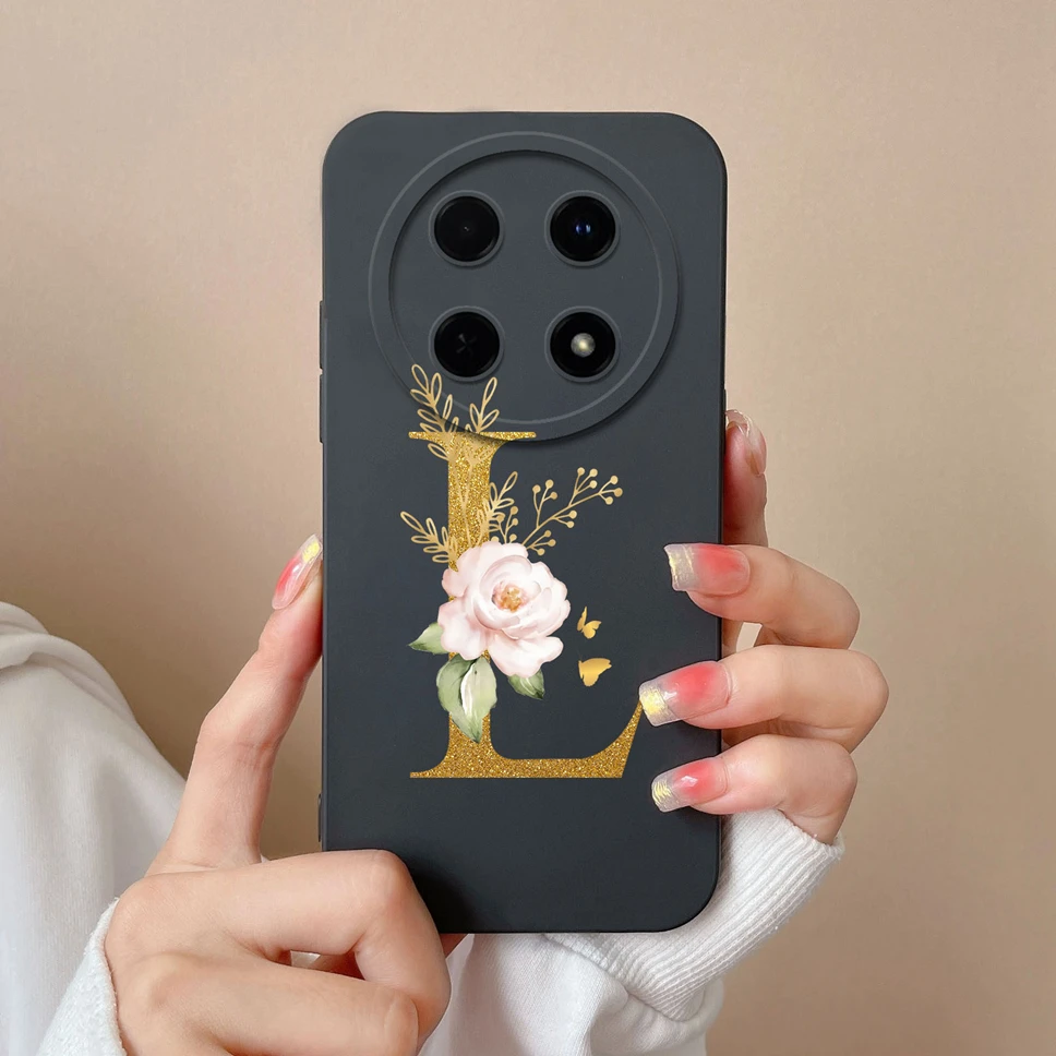 Elegant Floral Letter Design Soft Silicone Protective Phone Case Cover
