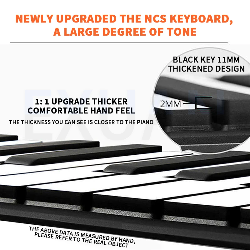 88 Keys Electronic Piano MIDI &USB Charge Portable ABS Soft Silicone Flexible Keyboard Digital Roll Up Piano With Horn And Pedal