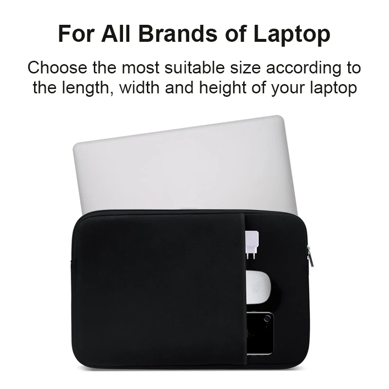Sleek Laptop Sleeve - Protective Case in Black and Grey, 13 to 15.6 Inch
