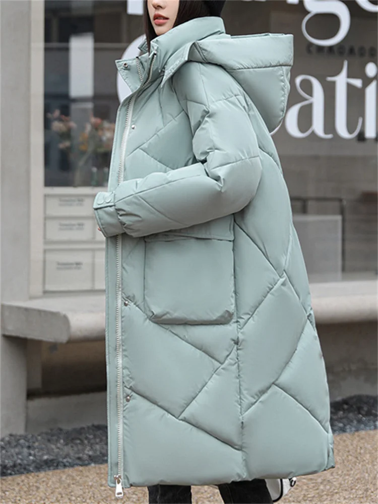 Новинка-2023-корейская-мода-утолщенная-теплая-Женская-Повседневная-Длинная-Куртка-с-капюшоном-зимнее-пальто-женское-осенне-зимнее-пальто