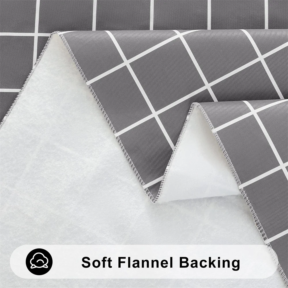 Kitinjoy Rectangle Table Cloth Waterproof Vinyl Tablecloth with Flannel Plastic Plaid Table Cover Dining Picnic Indoor Outdoor 4