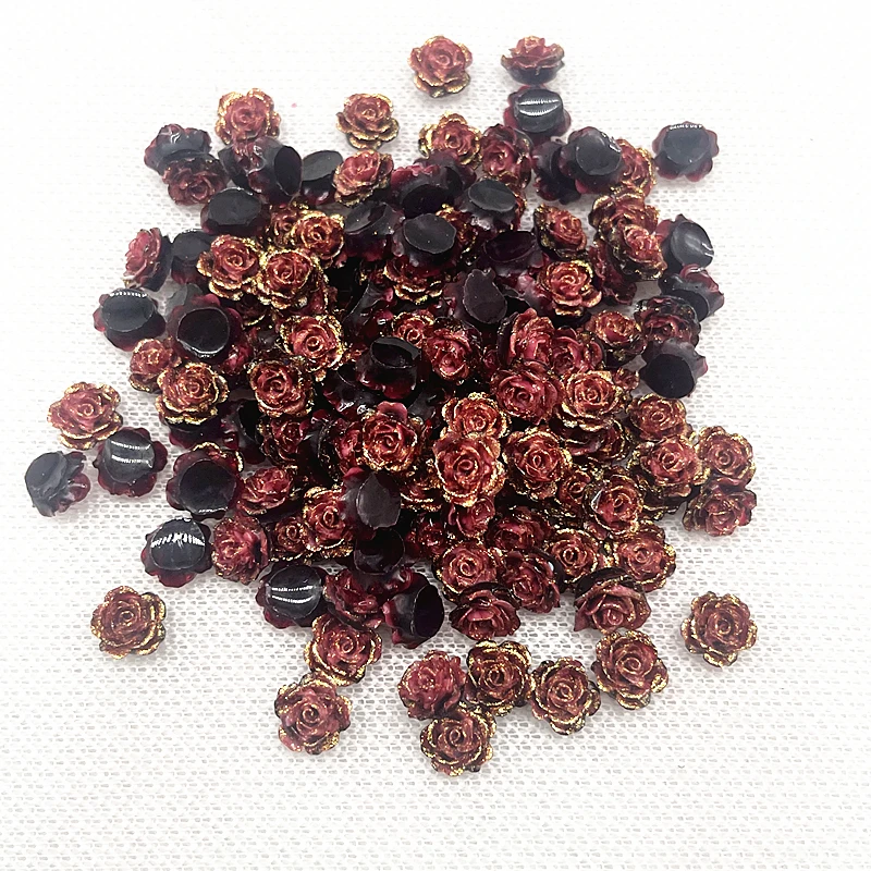 30pcs High Quality Glitter Resin Rose Flowers for Jewelry and DIY Nail Art