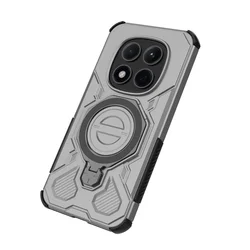 Shockproof Bumper Case with Ring Holder and Magnetic Adsorption Cover for Poco M8 (Gray)