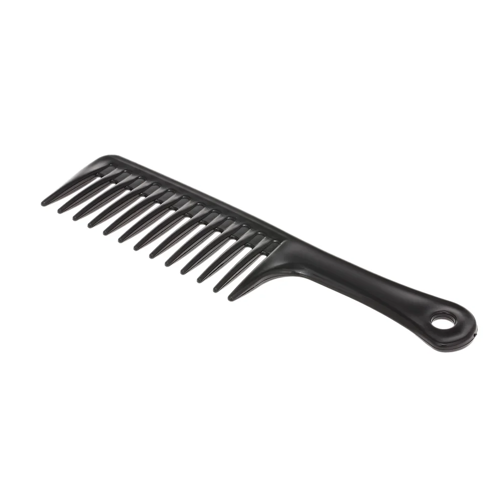 24.5cm Hair Brush Wide Tooth Comb Black ABS Plastic Heat-resistant Large Haircomb Wet Hook Curly Hair Brushes Hairstying Tool