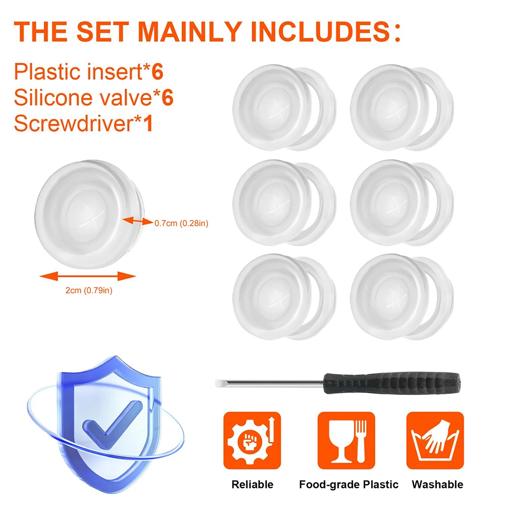 6 Pack Dispensing Valves Silicone Valve Plastic Insert Screwdriver Accessories No Leak for Gatorade Gx Water Bottle