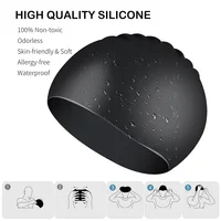 Silicone Swim Cap,Classic Unisex,Adult & Kids,Comfortable Durable Non-Slip Elastic Waterproof Swimming Hat,for Long & Short Hair 2