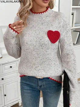 2025 maglione lavorato a maglia mezzo alto invernale femminile da donna elegante pullover a maniche lunghe autunno signora maglione caldo grigio casual allentato 1