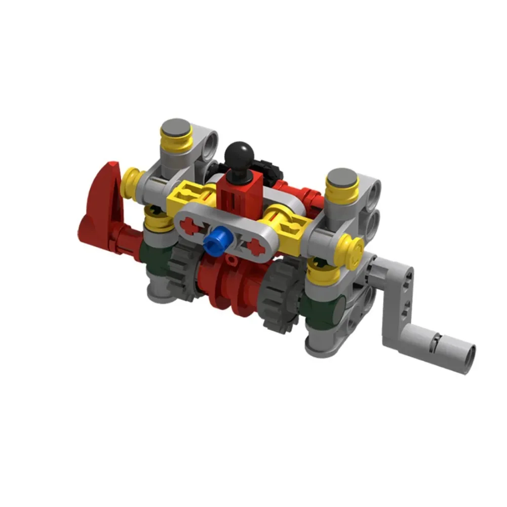 MOC Manual 2-Speed Transmission Gearbox Building Blocks Mechanical Interlocking Gear Model Teaching Tool Compatible with Leduo