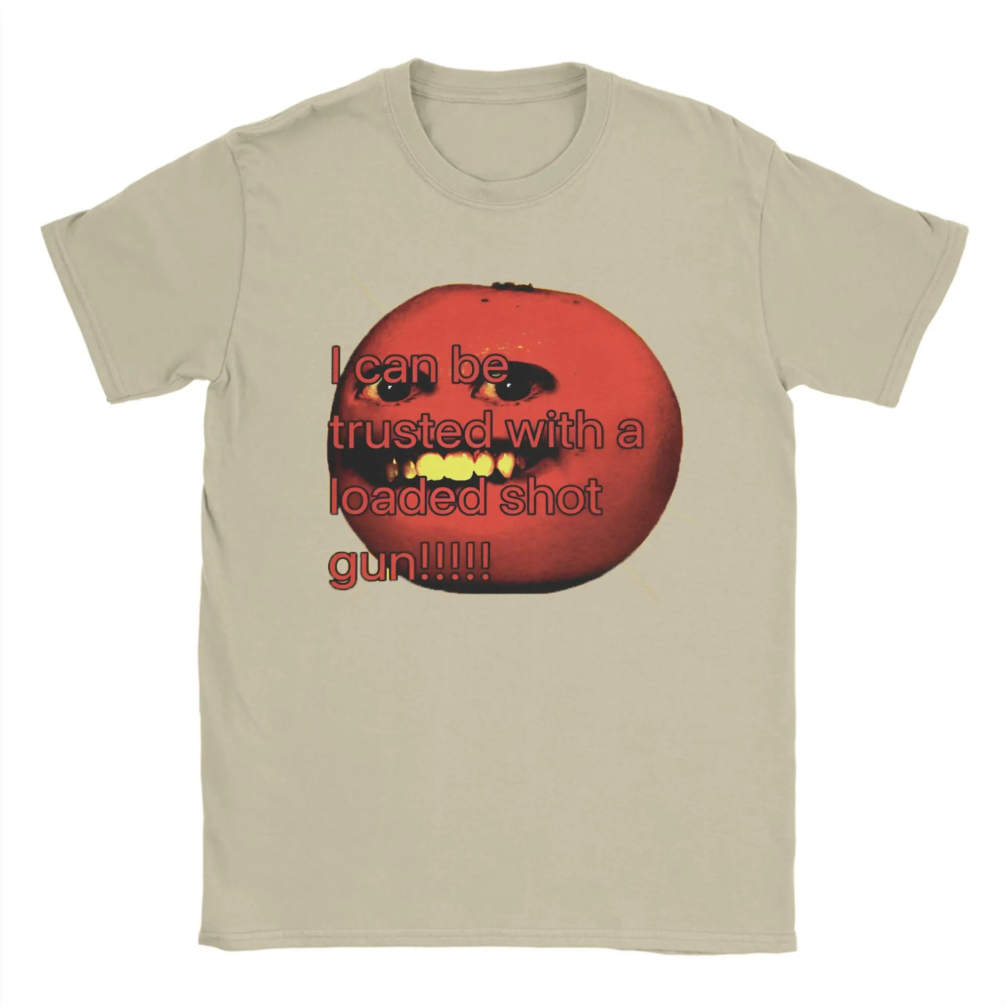 Humorous Orange Graphic Men's Cotton Crew Neck T-Shirt