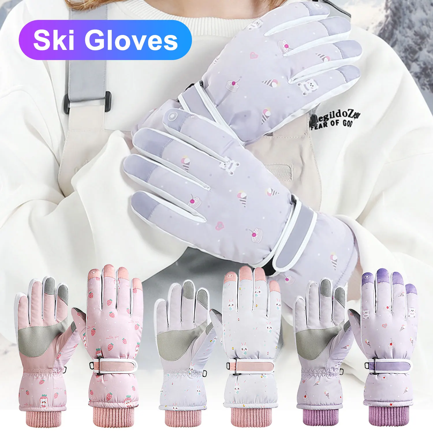 

Зимние перчатки для мужчин и женщин, лыжные перчатки с функцией сенсорного экрана, теплые перчатки для верховой езды, зимние перчатки, водонепроницаемые перчатки для сноуборда