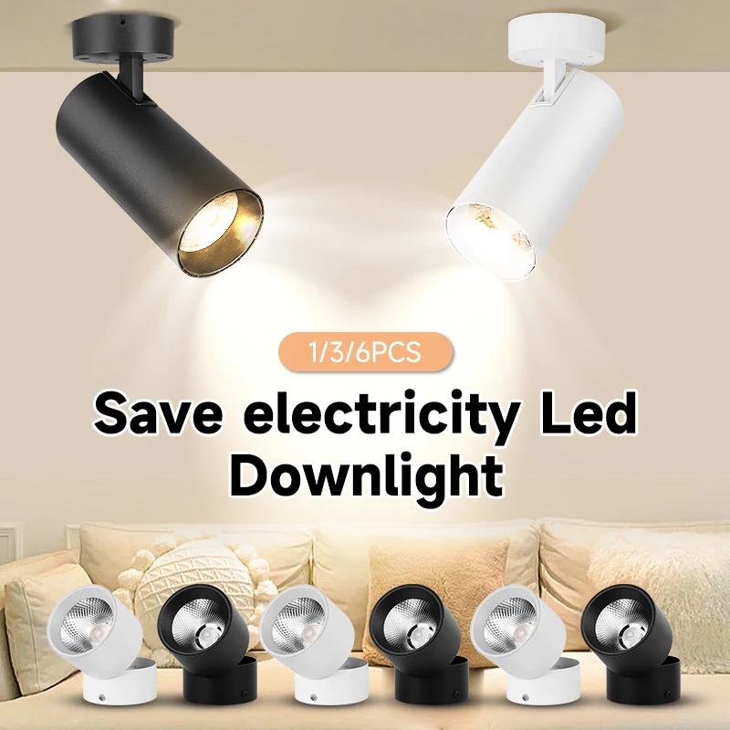LED Downlight Foldable Down Light 110v-220V 7/10/15/40W Led Lights COB Track System for Indoor Lighting Bedroom Ceil Spot Lamp