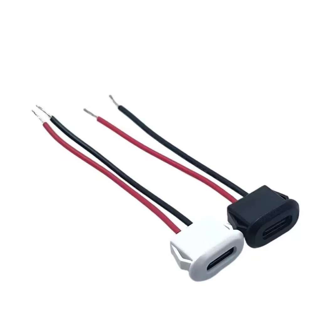USB Type-C Fast Charging Connector Socket with Card Buckle, Female 2-Pin Port (5 or 10 Pack)
