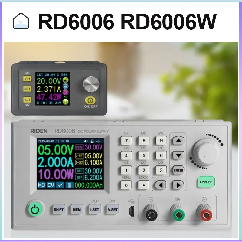 

RD6006 RD6006W Регулируемый понижающий преобразователь напряжения, постоянный ток, Wi-Fi, управление через приложение, цветной дисплей, настольный источник питания, понижающий преобразователь