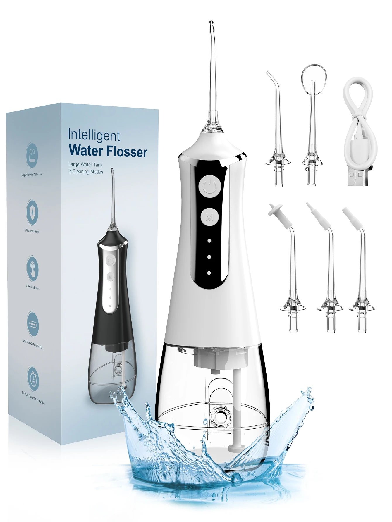 가정용 전기 구강 클리너, 휴대용 물치실, USB 충전식 치과 스케일러, 치아 세척용 휴대용 구강 세정기 