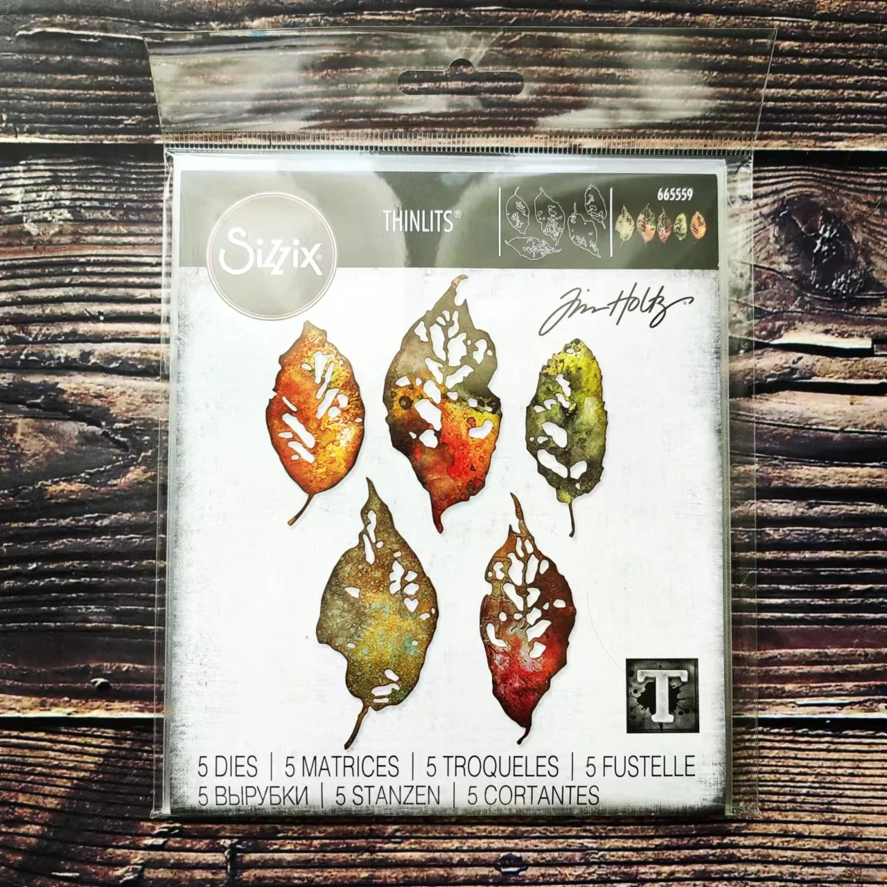

Набор штампов Sizzix 665559 Thinlits 5PK-фрагменты листьев от Tim Holtz