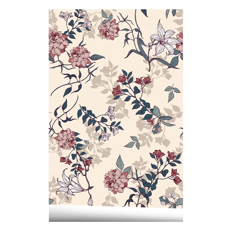 Vintage Floral Peel and Stick Wallpaper Mural Removable  Beige Flower Contact Paper Self Adhesive Shelf Drawer Liner Vinyl Roll storage box self adhesive drawer under desk drawer hidden makeup organizer self stick school stationery case pen holder file box