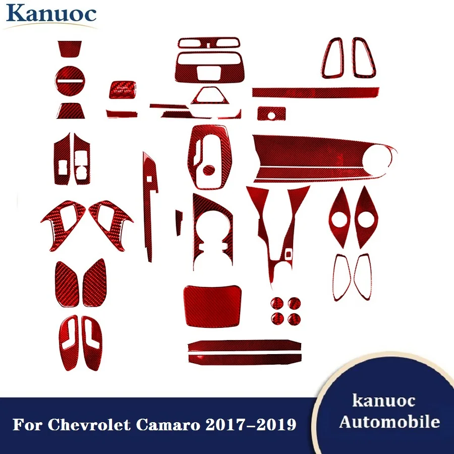 

Red Carbon Fiber Stickers For Chevrolet Camaro 2017 2018 2019 Cover Trim Car Various Parts Interior Decorative Accessories