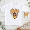 Cartoon Disney Princess Print T-shirts for Children Summer Cotton Short Sleeve Children Clothes Girl Tops 3