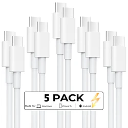 5 - Pack 60W/3A USB C to USB C High - Speed Charging Cables - 1m(3.28ft) (5Pcs C to C Cable)