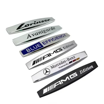 2pcs 3D AMG Edition Metal Logo Car Fender Badge Sticker For Benz Lorinser Avantgarde Emblem Auto Decal Decorative Accessories 1