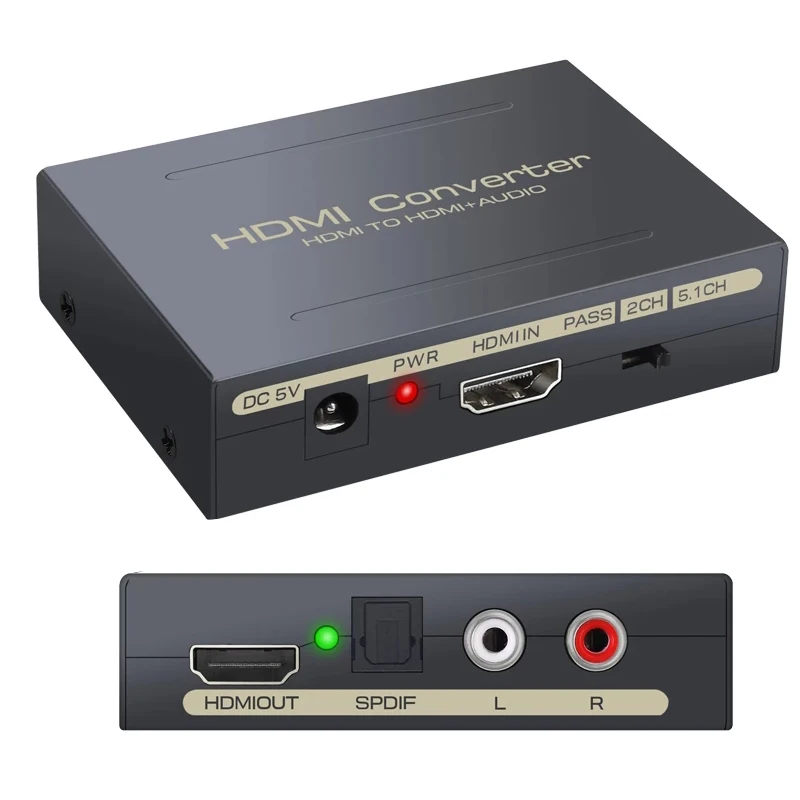 1080P HDMI Audio Extractor HDMI to Optical Toslink Spdif R/L RCA Analog Video Adapter HDMI to HDMI splitter with Audio Converter