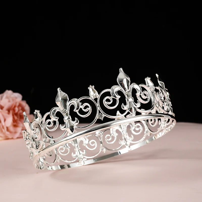 Vintage Herren Royal King Crown Queen Tiara Krone Braut Abschlussball Zubehör Metall Prinz Kronen Tiaras Vollrunde Partyzubehör – Detail 11