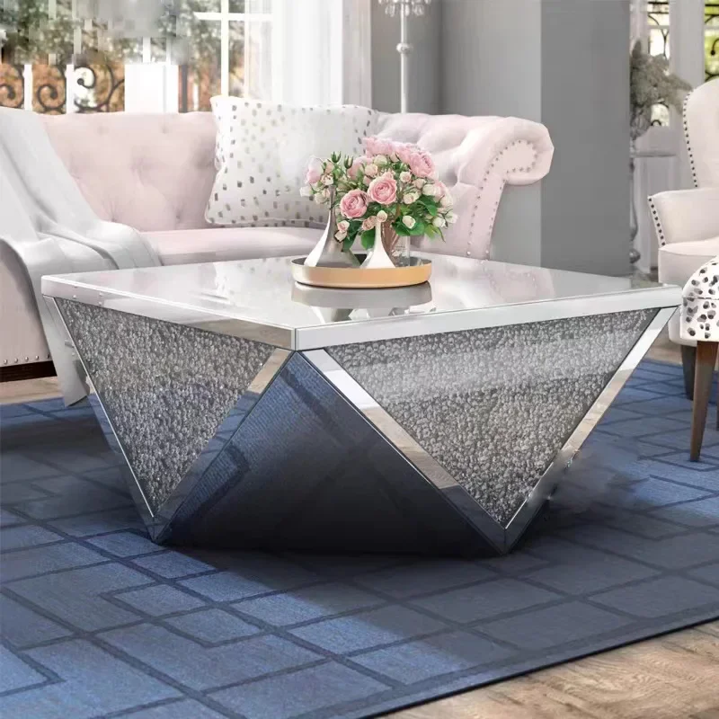

Nordic luxury modern coffee table size household tea table fashion glass mirror furniture living room online celebrity coffee ta