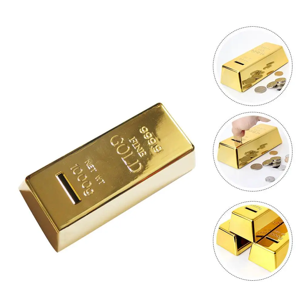 Gold Bars Brick Piggy Bank Child Gold-brick Money Saving Pot High Quality Kids Coin Jar 2