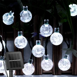 Solar - Powered Waterproof Crystal Globe String Lights - 60 LED Outdoor Garden Decor with 8 Lighting Modes - 12M (White)