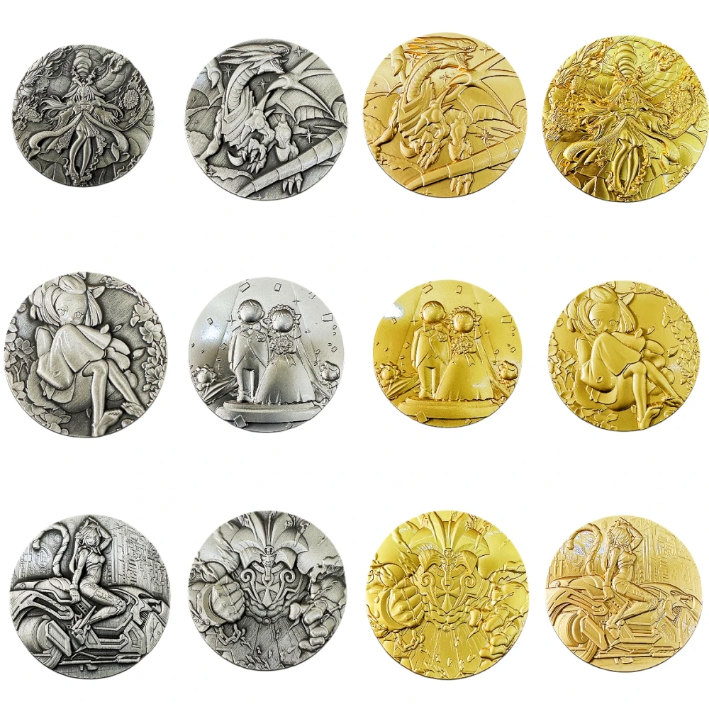 

Персонажи анимации Yu Gi Oh с голубыми глазами, белый дракон экзодия, металлическая памятная монета, аниме классика, коллекционная игрушка, подарок