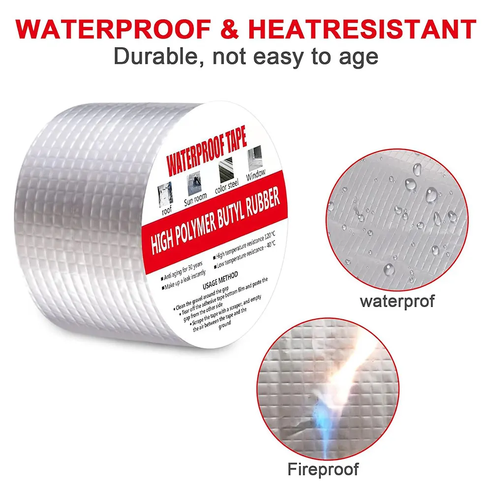 5cm Waterproof Tape Selfadhesive Butyl Sealing Tapes Roof Repair Sealed Adhesive Sealant Duct Fix Garden Hose Stop Leak Material