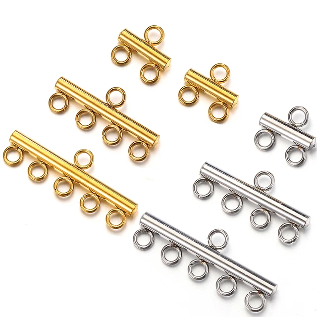 20pcs Stainless Steel Multi-layer Necklace Clasp & Hook 2/4/5 Strand Tube  Connector for Jewelry Making DIY Bracelet Accessories - AliExpress