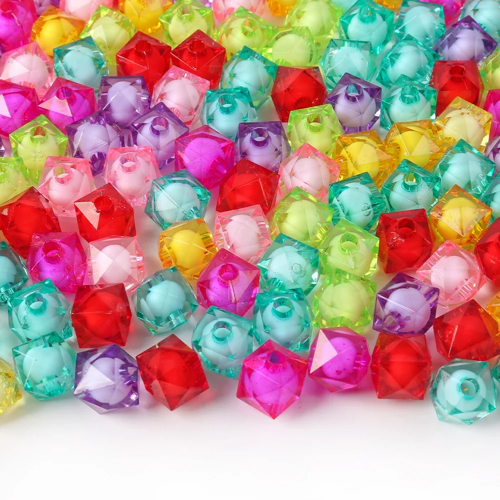 Square Acrylic Faceted beads spacer loose Beads Jewellery beaded DIY Accessories Beads supplier 50pcs 8/10mm