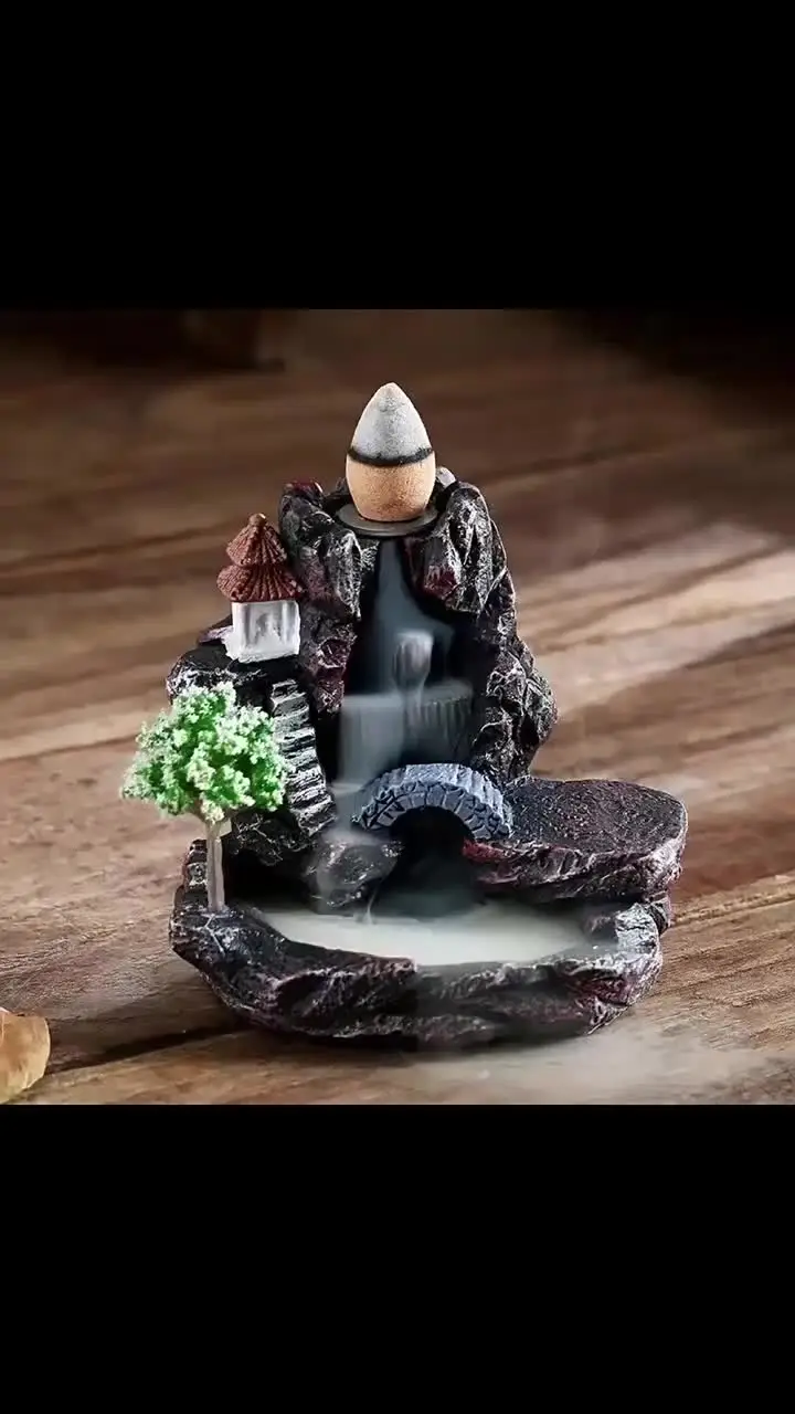 Decorazioni per interni bruciatore a cascata per incenso Black-01