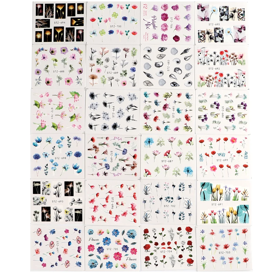 Nail Sticker Decals Sets Water Transfer 100 Designs Beauty Full DIY Tips Nail Charm 100pcs/lot nail stickers nail decals nail art decoration