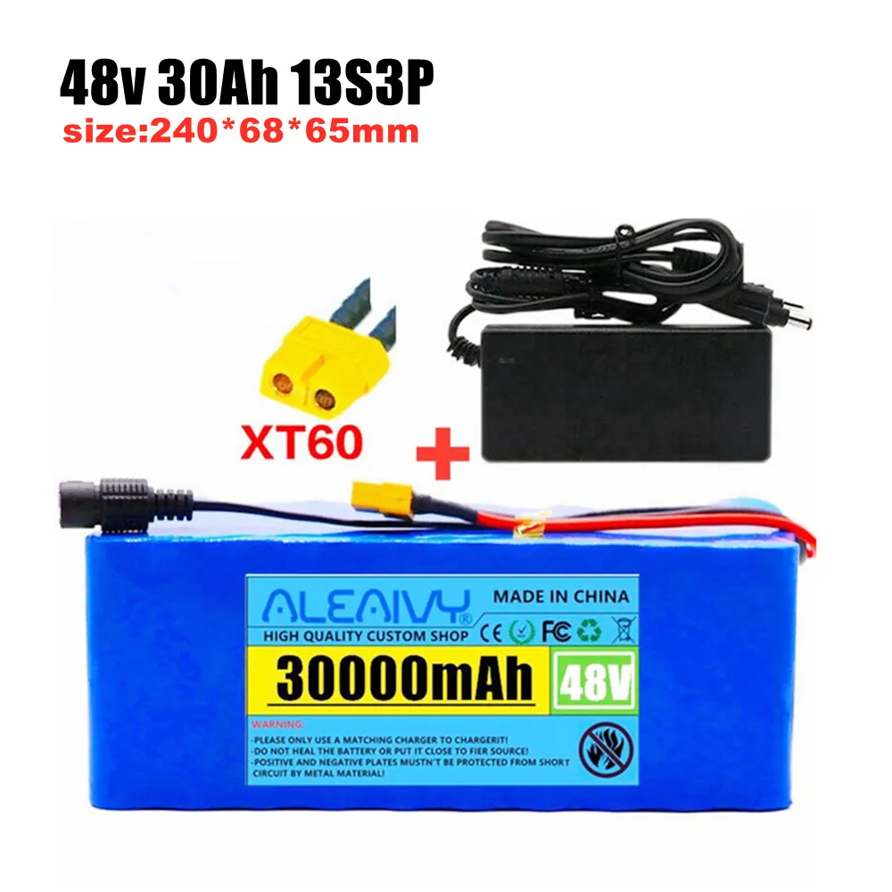 

48v 30Ah Battery 13S3P 30000mAh 1000w 18650 Lithium Ion Battery Pack for 54.6v E-bike Electric Bicycle Scooter with BMS +Charger