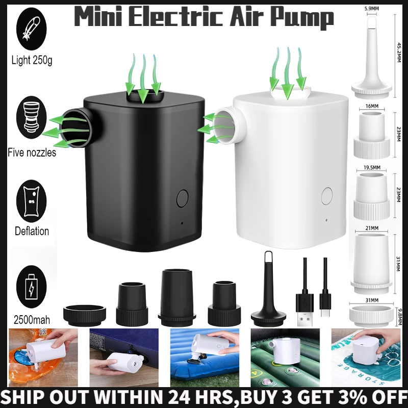 Air Mattress Pump Camping Electric Outdoor Air Bed Pump Mini Electric Pump Camping Outdoor