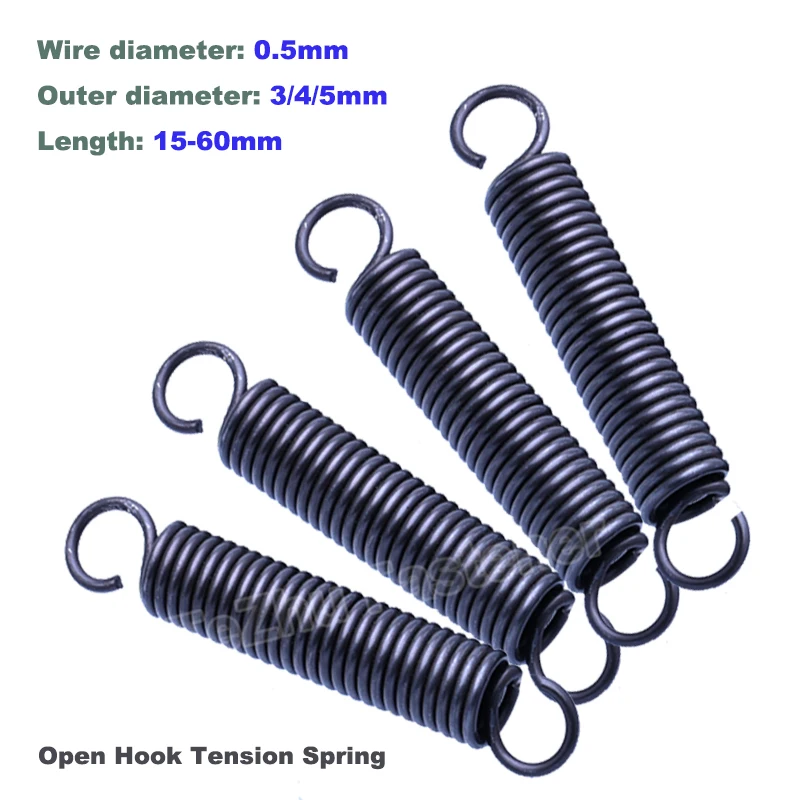 10-20Pcs-Wire-Dia-0-5mm-Tension-Steel-Spring-Open-Hook-Pullback-Coil ...