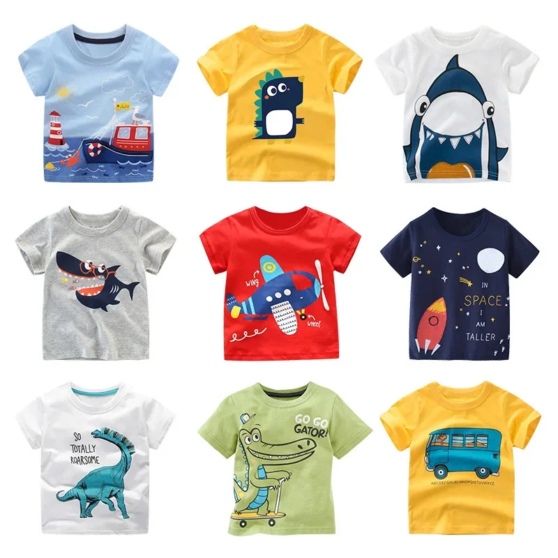 2 3 4 5 7 9 Years Summer Baby Boys Short Sleeve T-shirt Children Kids Cotton Cartoon Tops For Little Boys KF1022 3