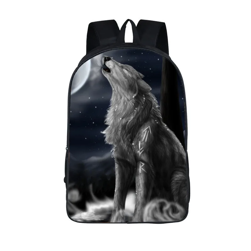 Wolf / Husky Dog Print Backpack Men Women Casual Rucksack Children School Bags for Teenager Girls Boys Daypack Student Book Bag