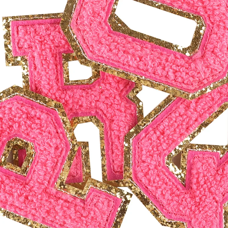 1PC 5.5cm Embroidered Letter Iron on Patch A-Z Chenille Letter Patches with  Glitter Varsity Fuzzy Patch Letters For Shirt - AliExpress