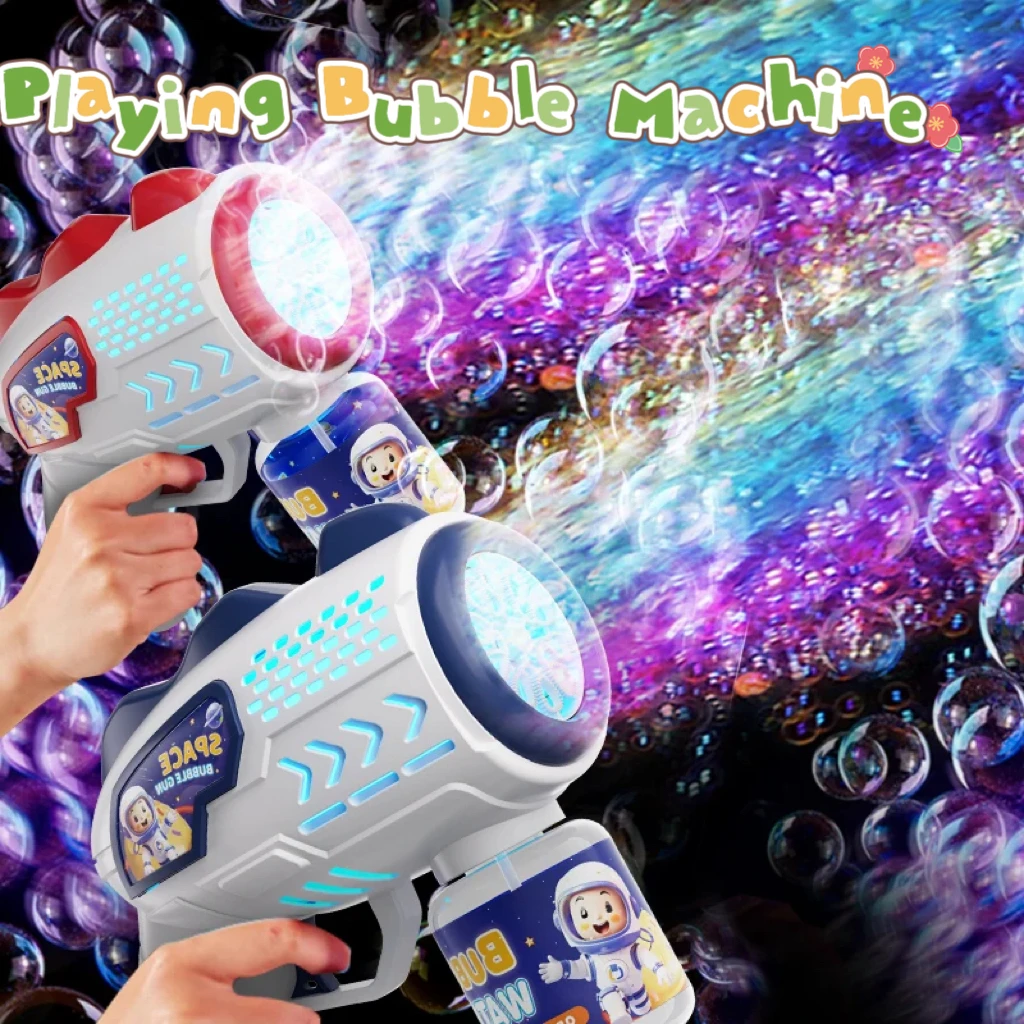 Electric Bubble Gun Astronaut Kids Toy Bubbles Machine Automatic Soap Blower Light Summer Outdoor Party Games Children Gift,bubble gun