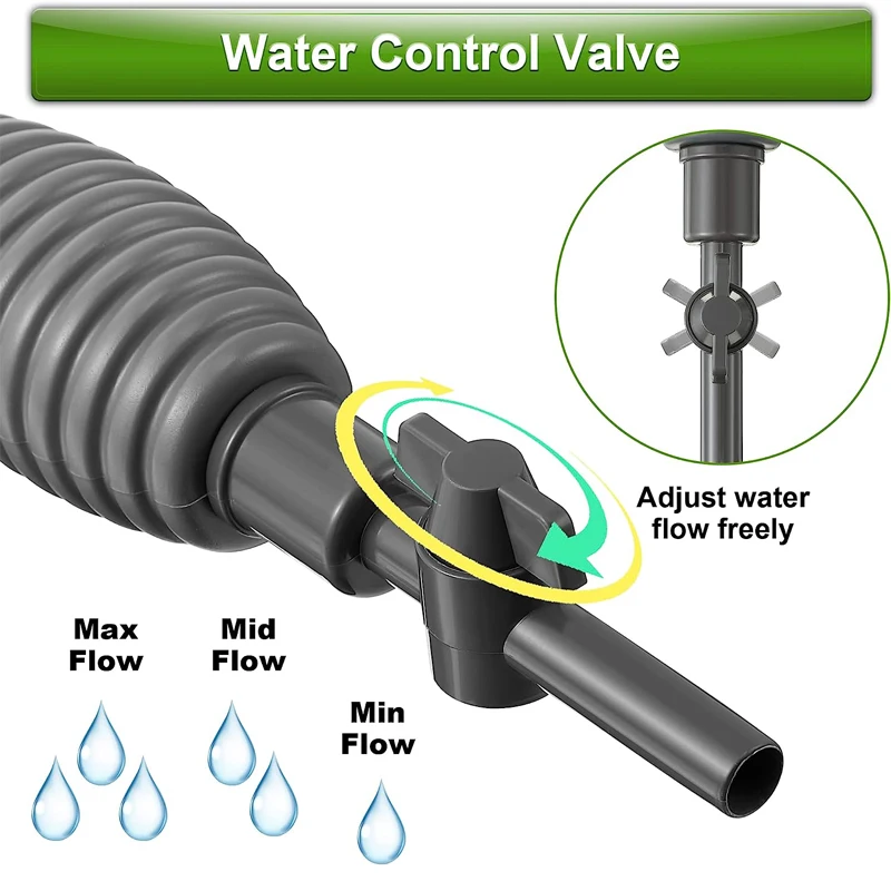 Aquarium Vacuum Cleaner Fish Tank Water Changer Siphon With Outlet Valve Cleaning Gravel Sand