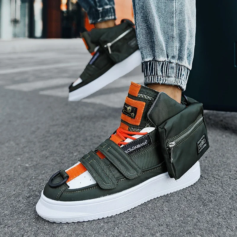 Orange Sneakers With Pockets for Men, Luxury Designer Shoes, Thick, Casual,  for Couple, Hip Hop, Trendy, Warm Spring - AliExpress